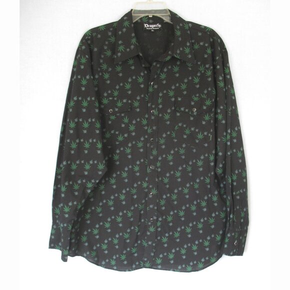 Dragonfly Clothing Company Snap Front Weed Shirt Men's Size XL - Picture 1 of 5